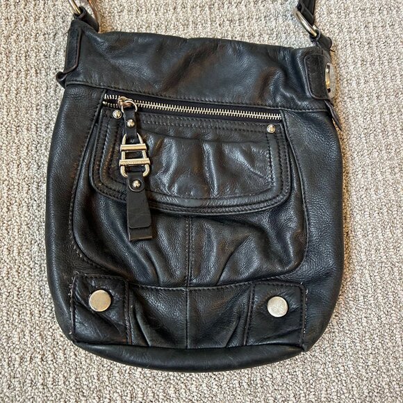B. Makowsky Black Leather Crossbody - Picture 2 of 9